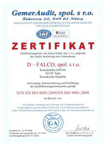 ISO certifikat - D-Falco